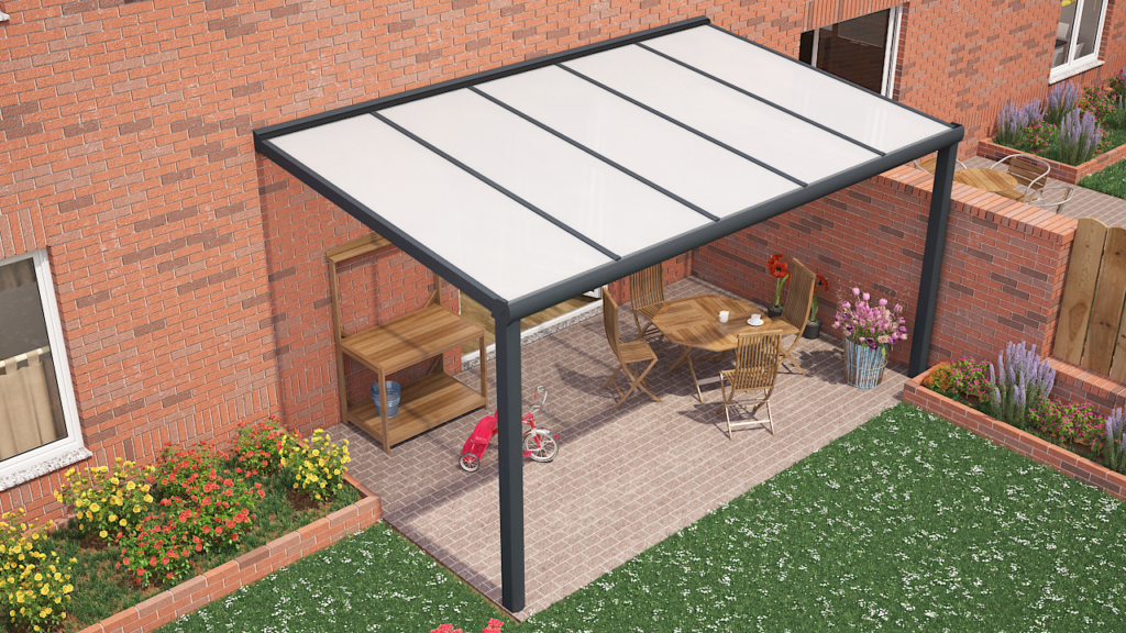 serre aanbouw met polycarbonaat dak opaal