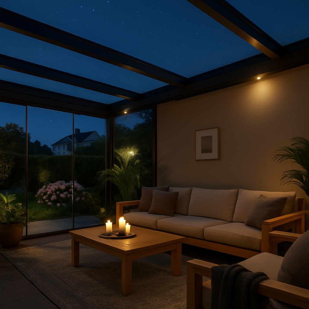 Terrasoverkapping avond sfeer