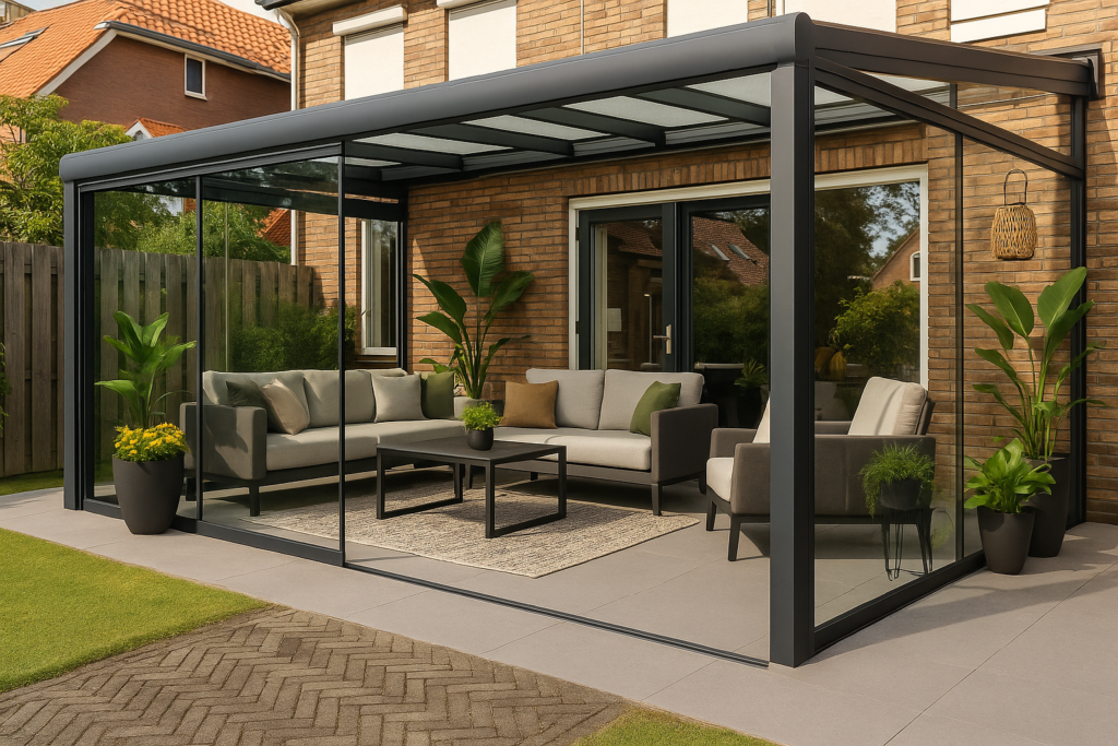 glazen schuifdeuren veranda