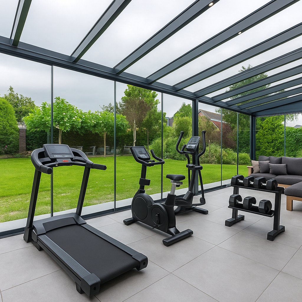 tuinkamer als fitnessruimte