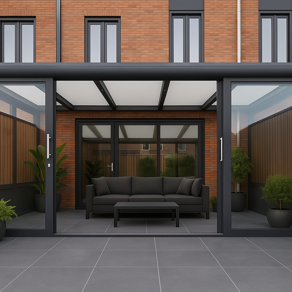 veranda met aluminium schuifdeur