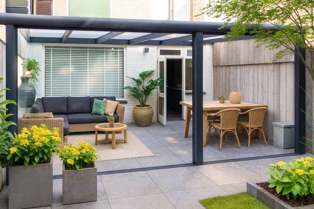 veranda met polycarbonaat dak