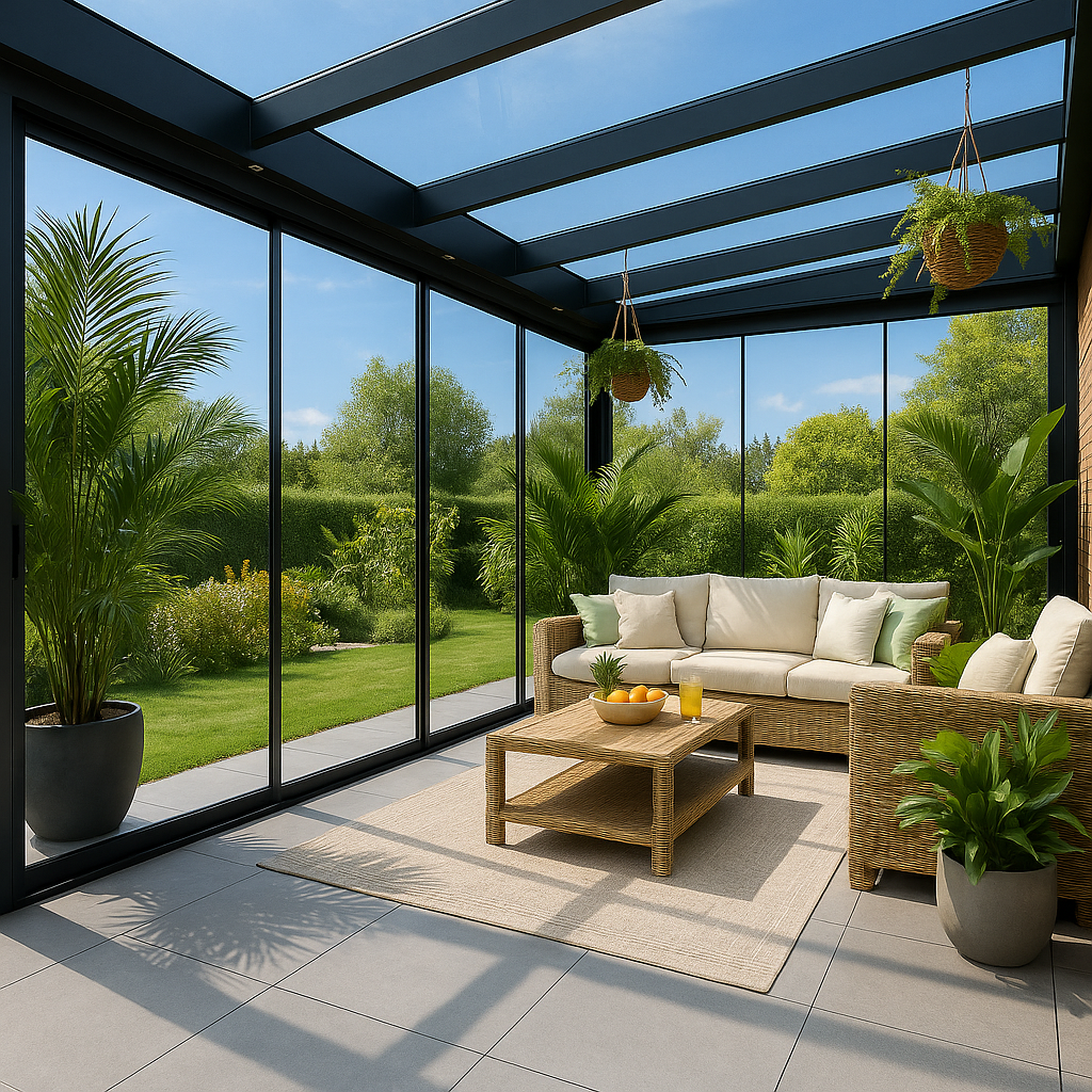 wintertuin met glazen dak