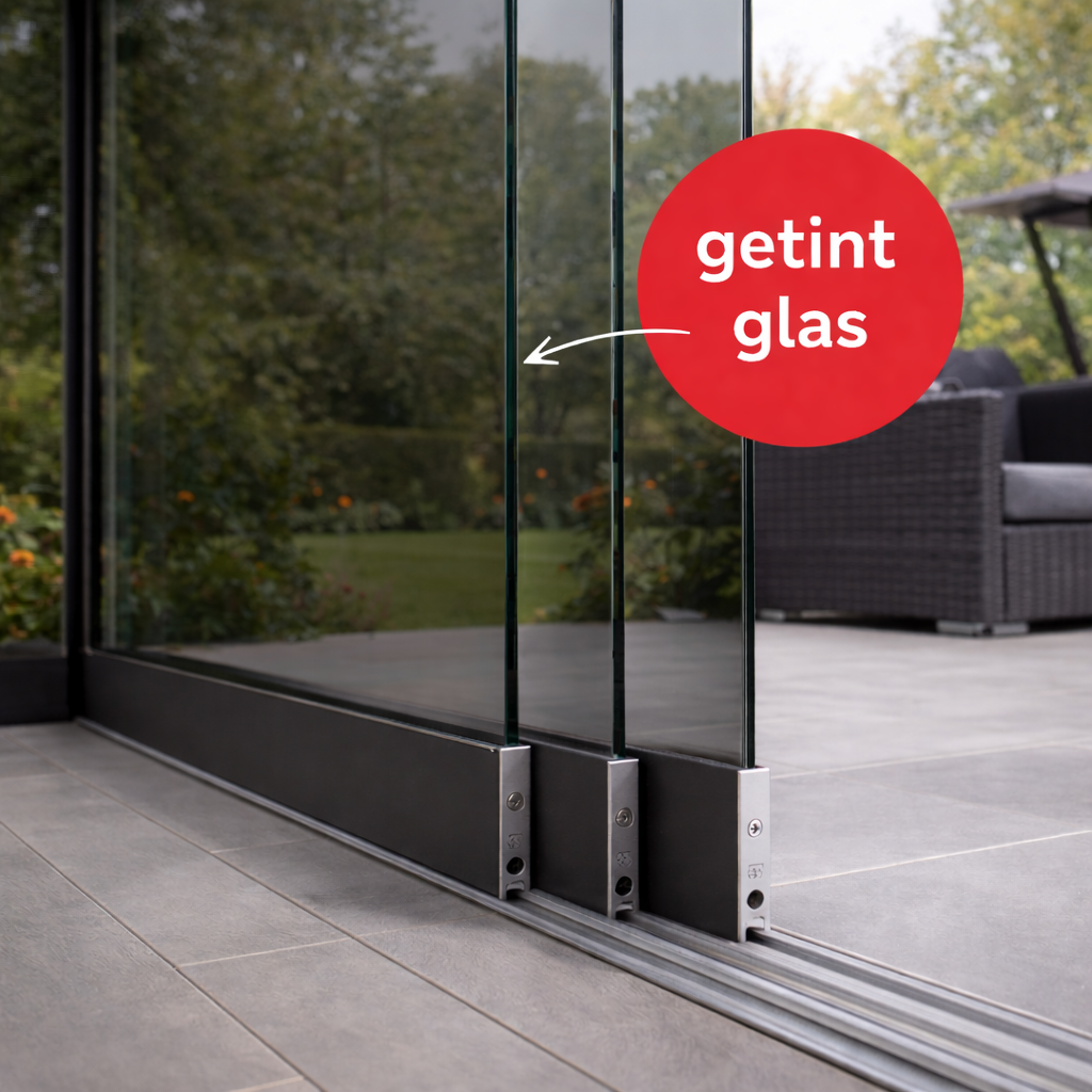 10mm gehard glas getint smoke voor glazen schuifwand