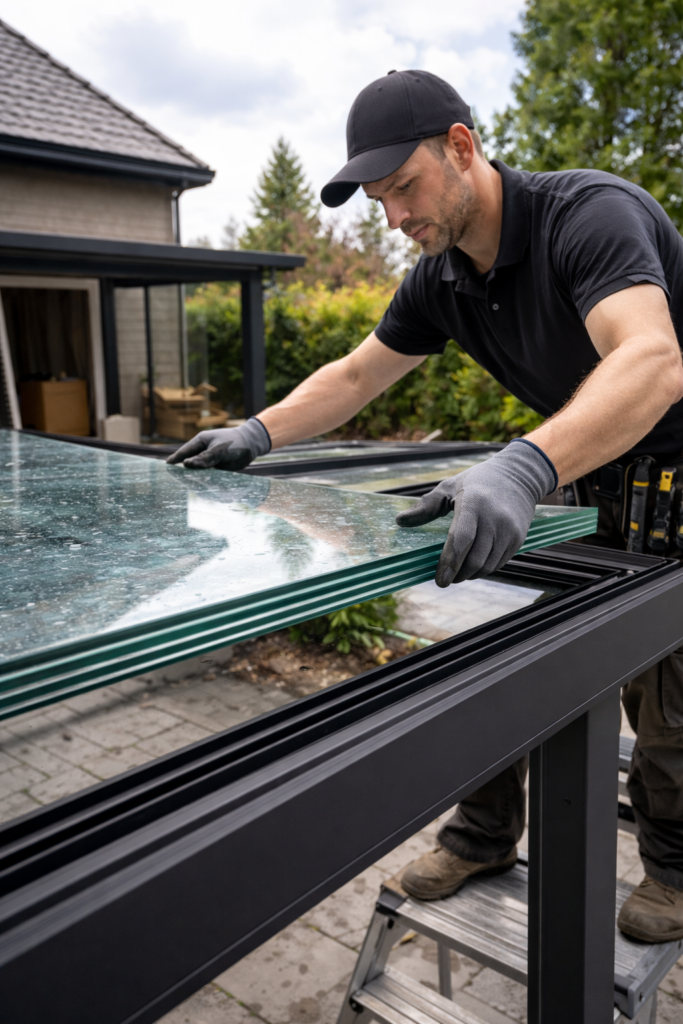 Montage glazen dak veiligheidsglas