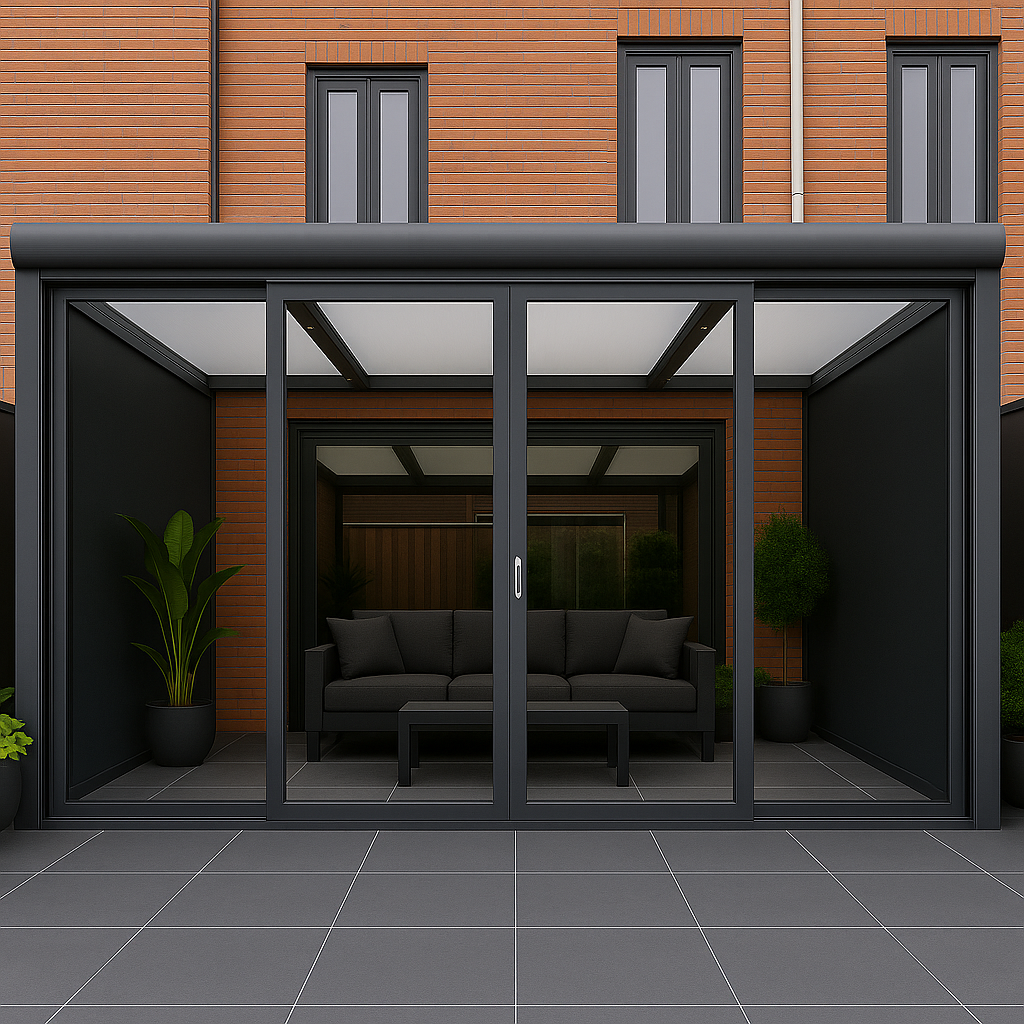 moderne aluminium schuifdeur antraciet met hr++ gelaagd glas